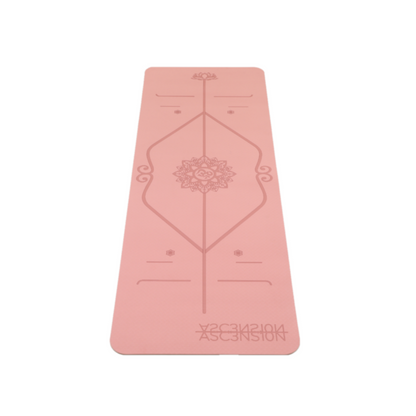 Beyond The Veil - ASCENSION- Non Slip Yoga Mat- Pink - Gray - Male and Female design - Position Lines - ECO - Washable- Mesh Bag Included